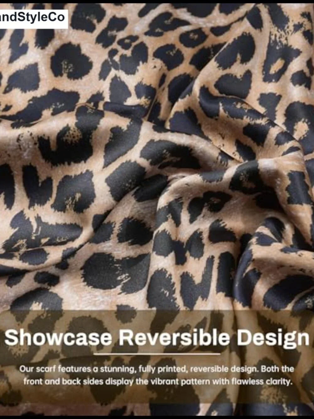 Reversible Satin Hair Scarf, Square Bandana for Women, Leopard Print